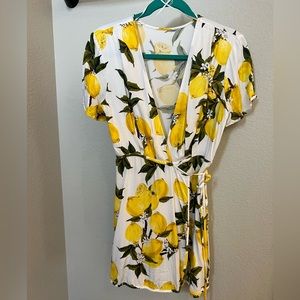 Lemon mini wrap dress